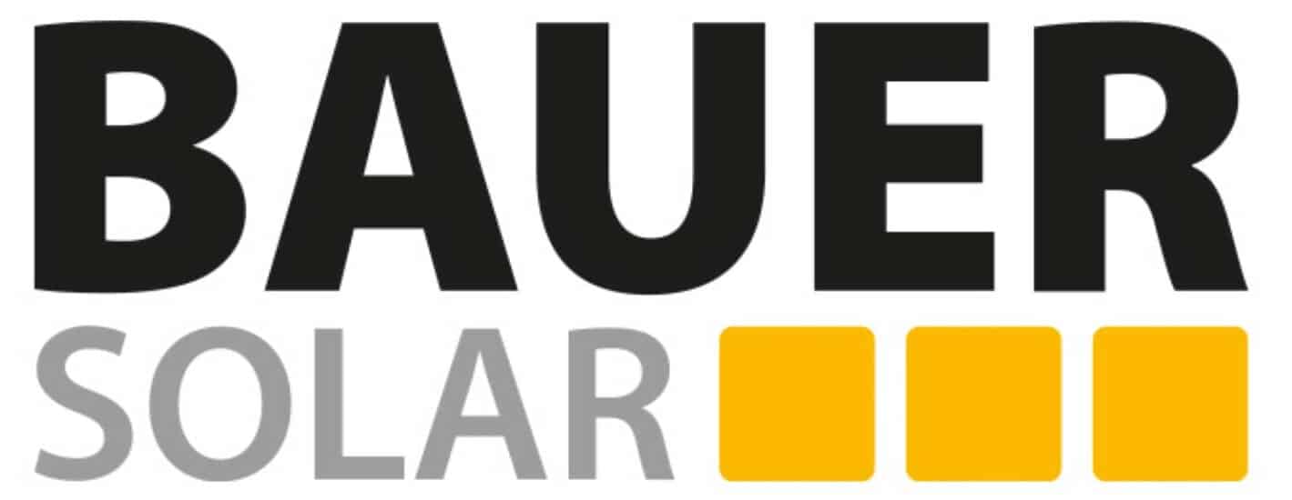 Logo Bauer Solar in Gelb, Schwarz und Grau.