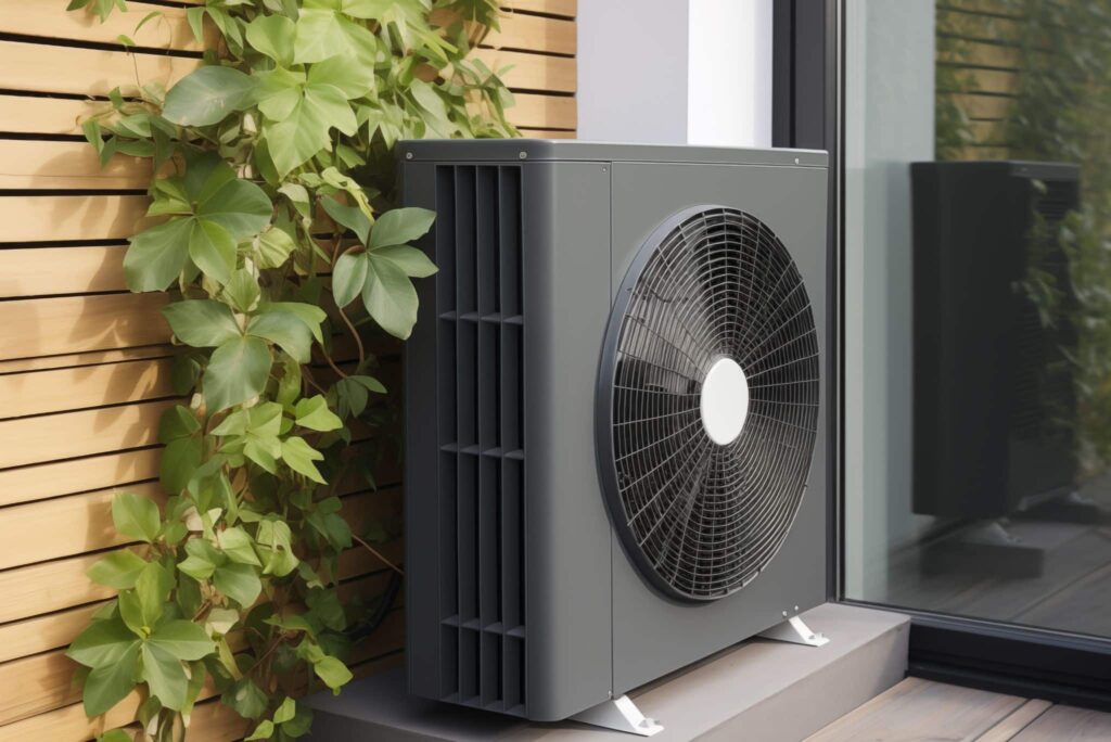 Luft-Wasser-Wärmepumpe auf Terrasse