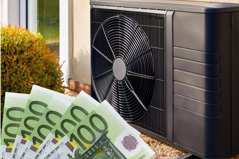 Wärmepumpe mit Euro-Scheinen
