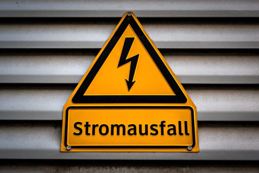 Warnschild Stromausfall