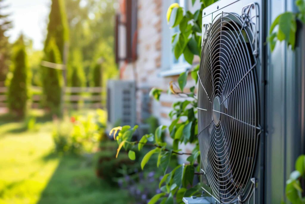 Wärmepumpe vor Hauswand