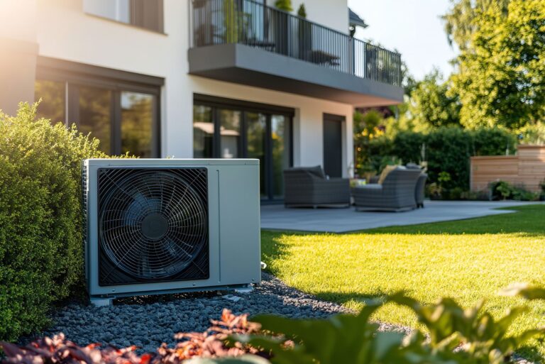 Wärmepumpe vor Haus, Symbolbild Lohnt sich eine Wärmepumpe