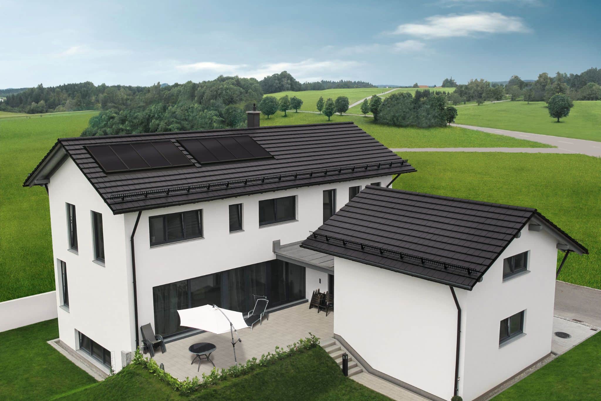 Haus mit BRAAS PV Indax Solarmodulen