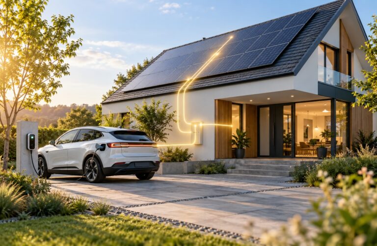 E-Auto und Haus, bidirektionales Laden